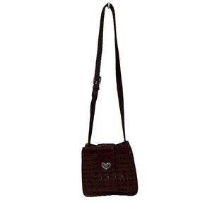Brighton‎ Brown Embossed Shoulder Bag with Woven and Heart Accents